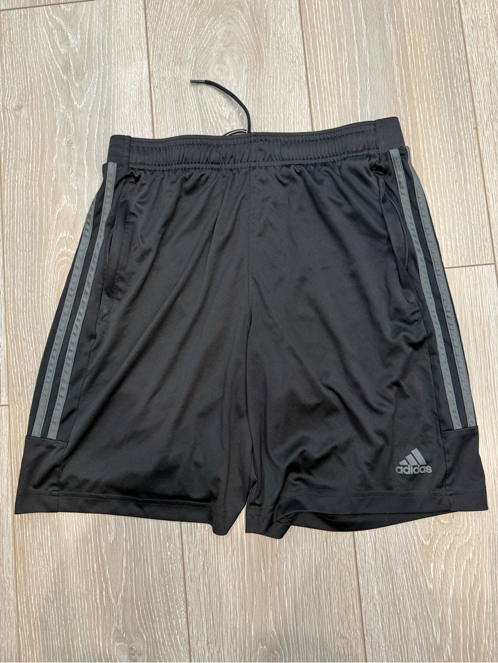 adidas Men’s Black Athletic Shorts with Grey Stripes